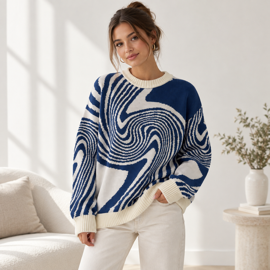 Elvira™ | Elegant stickad tröja med virvelmönster