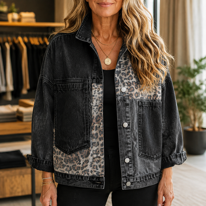 Alva™ – Oversized jeansjacka med djurmönster
