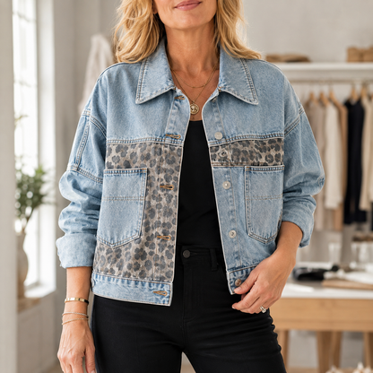Alva™ – Oversized jeansjacka med djurmönster